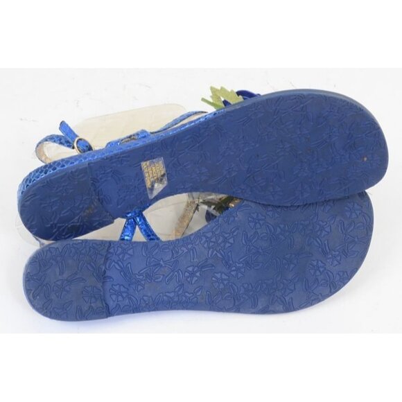 Poetic Licence London Floral Leather Wedge Thong Summer Sandals 7.5 - Picture 5 of 5